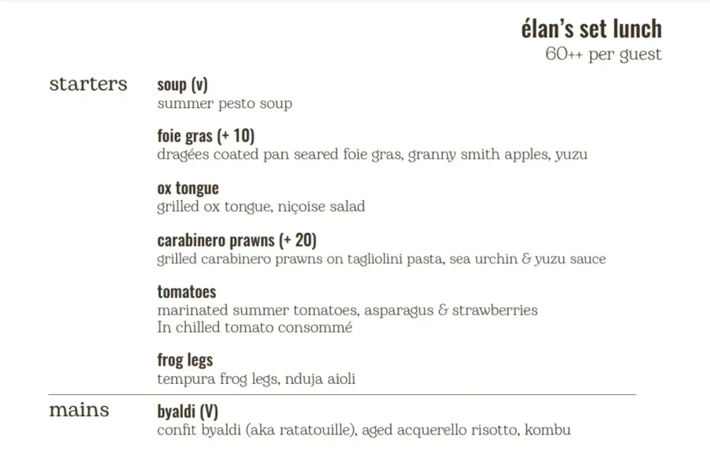 ELAN MENU  