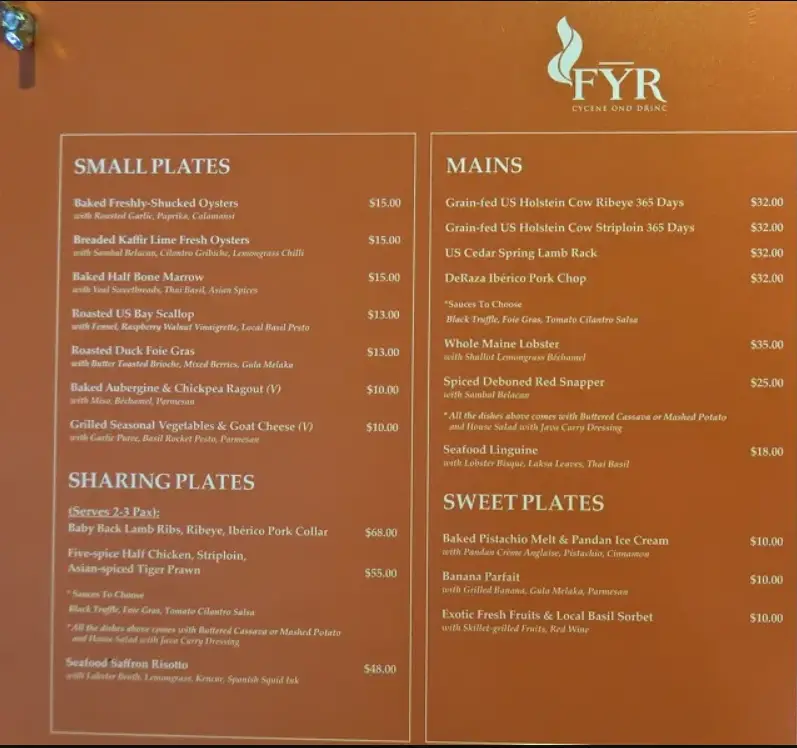 FYR MENU  