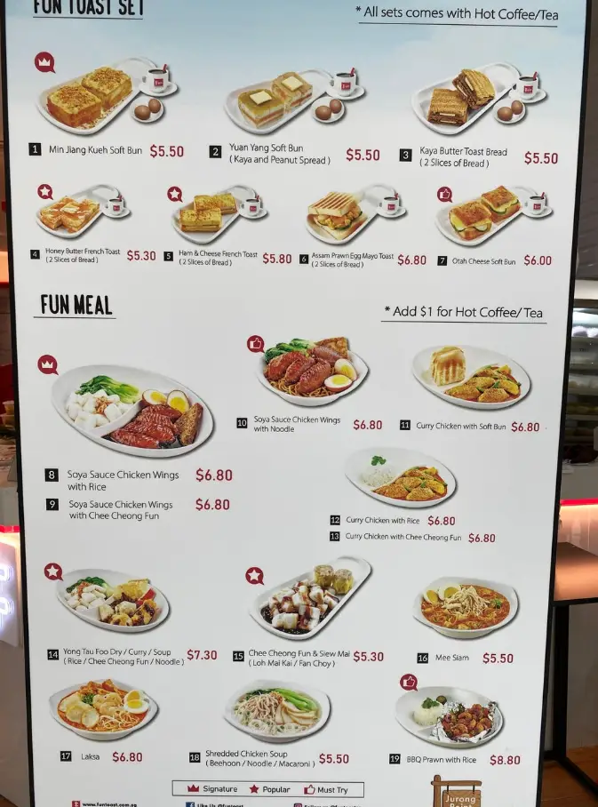 YA KUN KAYA TOAST MENU SINGAPORE PRICES