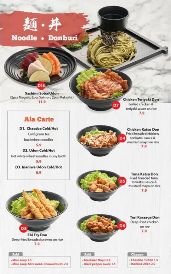 KAZOKU JAPANESE CUISINE MENU  