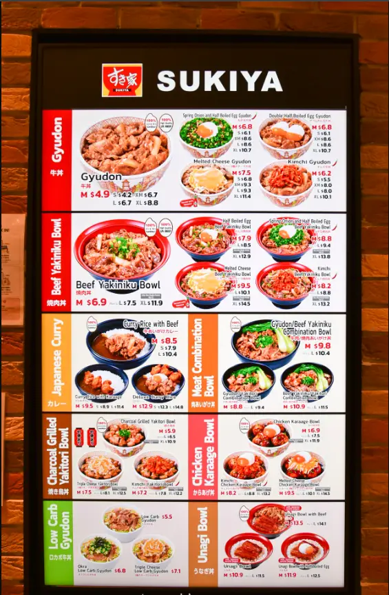 SUKIYA MENU  